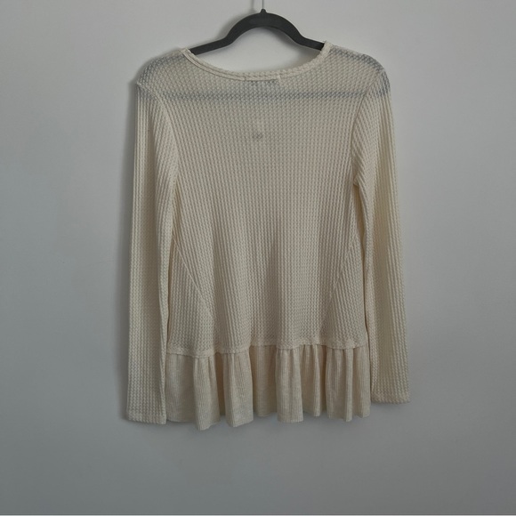 Anthropologie Eri + Ali Creme V-Neck Waffle Knit Top-Size XS-New With Tags - Picture 3 of 6